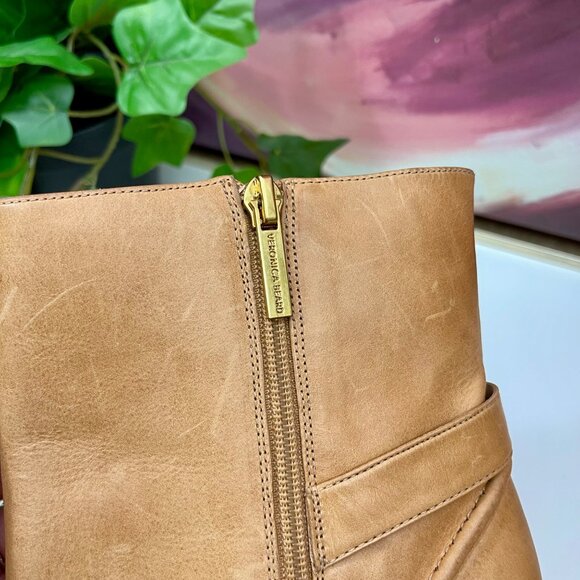 Veronica Beard Viv Booties Natural Leather Upper Ankle Heeled Buckle Boots 9.5 - Picture 11 of 16